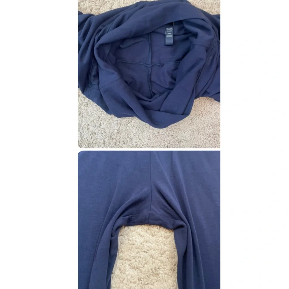 Nuuds Navy Blue SwiftStretch Fold Over Mini Flare Leggings Size Large - Picture 7 of 16